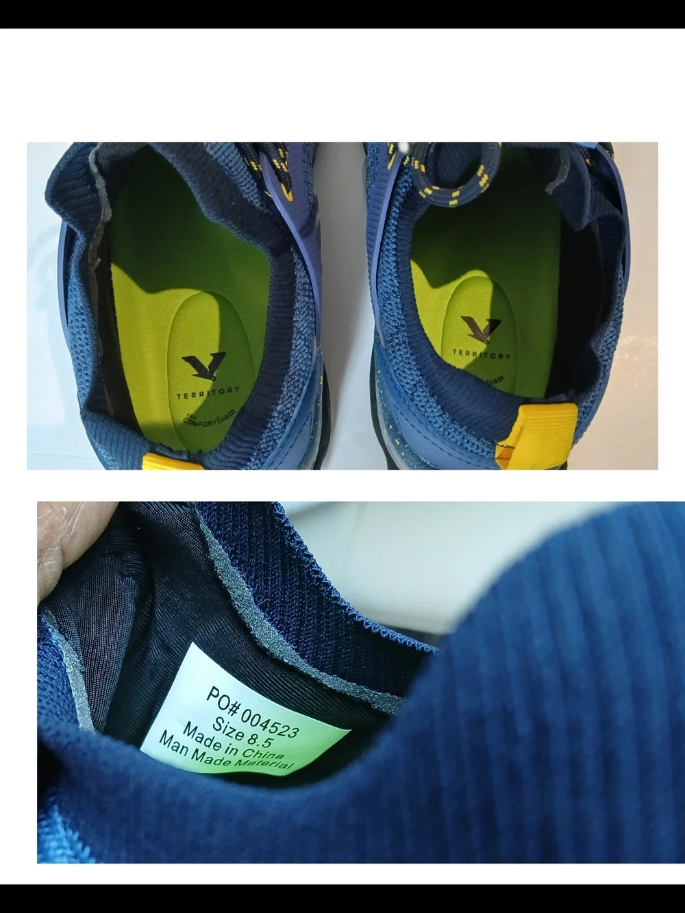 Men's Athletic Sneakers in Blue with Yellow Accents -
